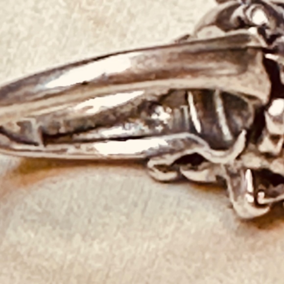 Silver Tone Malachite Poison Ring Oval Stone Vintage - Picture 8 of 14